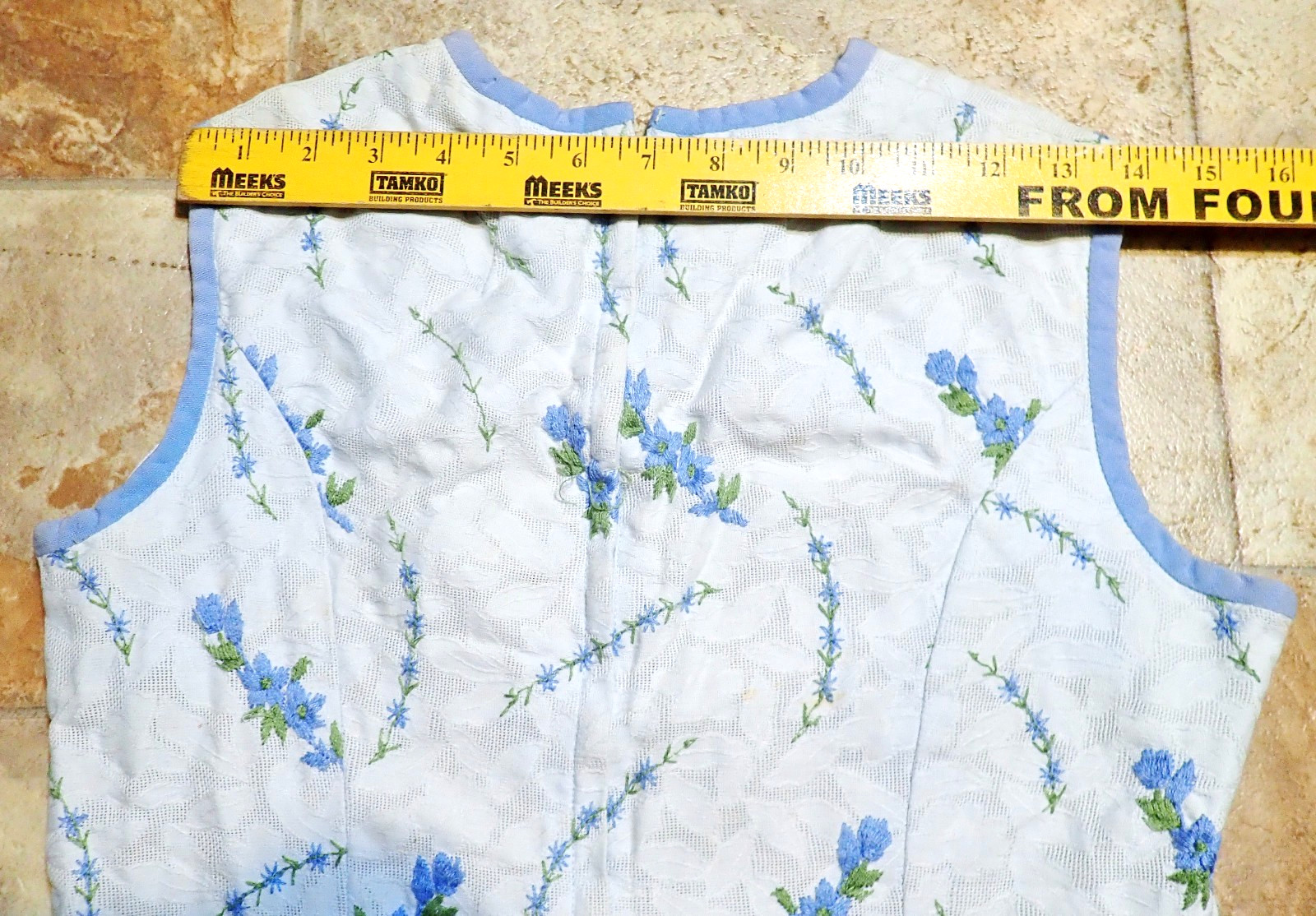 🌸 Vintage 60s L’Aiglon Blue Embroidered Mod Gogo Micro Mini Dress Tunic (S/M)