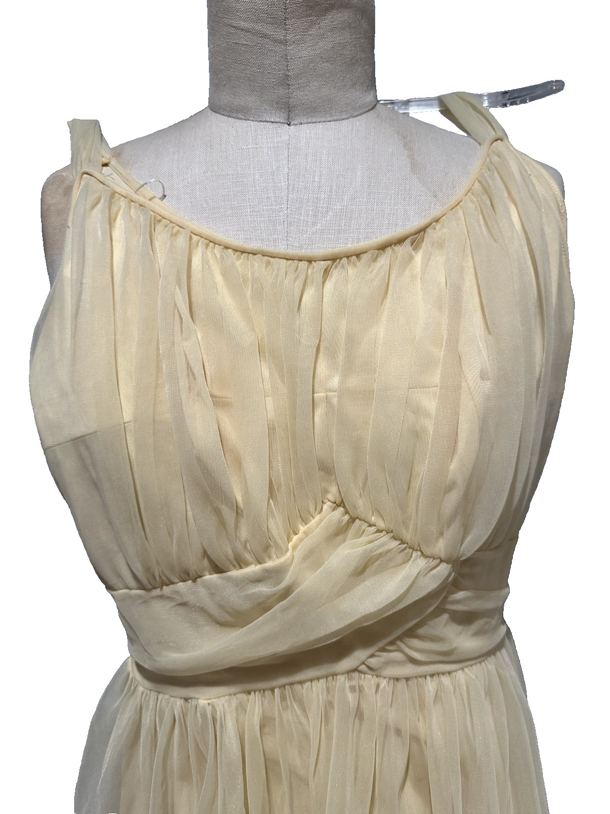Vintage Virginia Wallace Yellow « Cupcake » Chiffon Dress