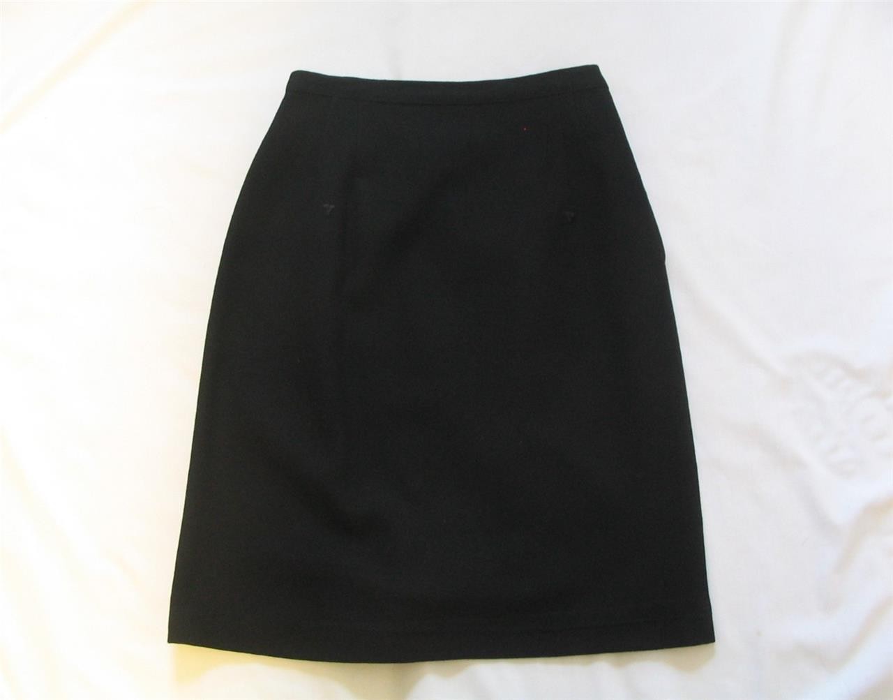 VINTAGE 1960S BLACK WOOL STRAIGHT PENCIL SKIRT~WAIST 25.5&Prime; ~SM