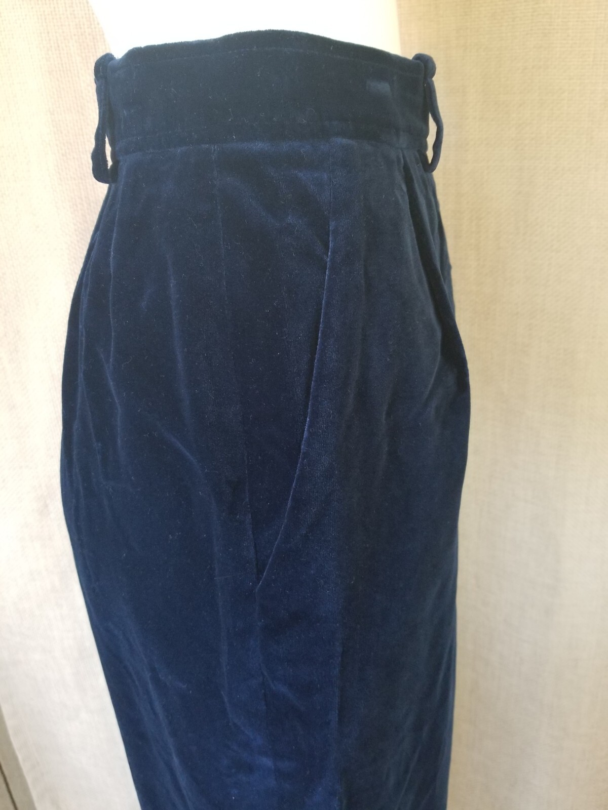 1980&rsquo;s YVES SAINT LAURENT RIVE GAUCHE Blue Velvet trousers Womens Vintage Pants
