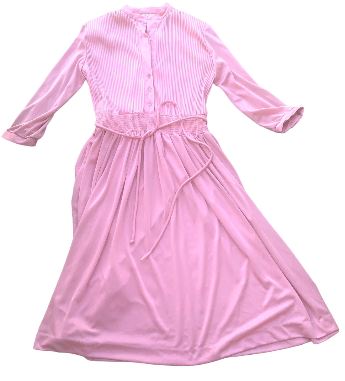 Vintage Dress 1960s Serbin Muriel Ryan Mid Century Pink Long Sleeve VTG