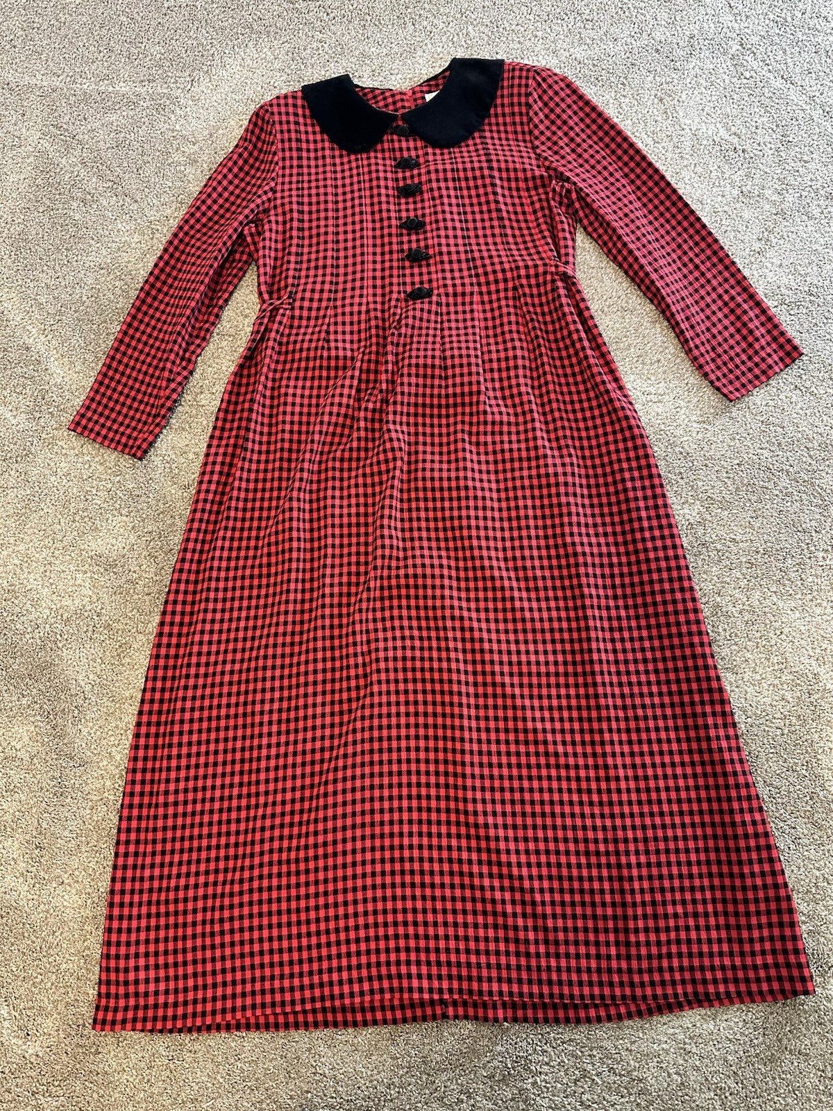 Vintage 90s Gingham Cottagecore Teacher Dress Womens Size 8 J.B.S Plaid Gingham