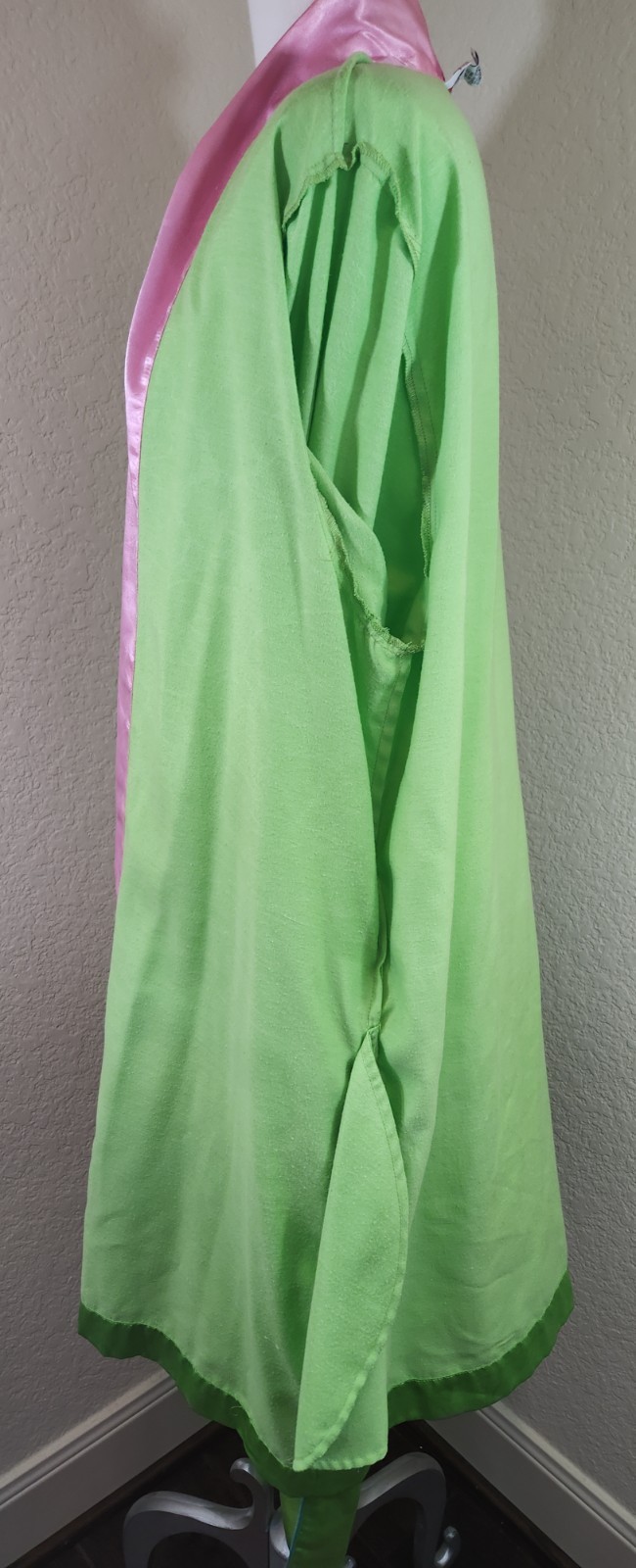 Fernando Sanchez Polyester/Cotton Short Robe Lounger Size S Green Pink