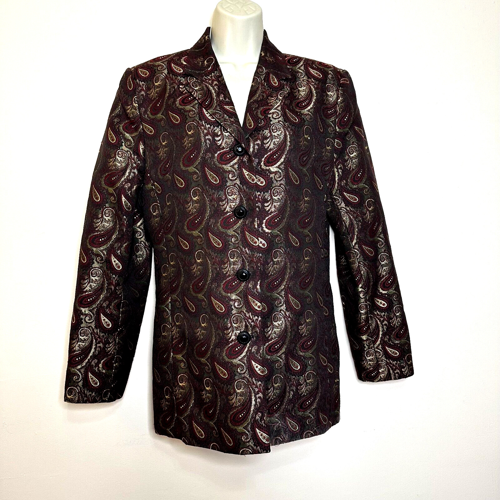 VTG Giorgio Sant&rsquo;Angelo Paisley Bronze Jacquard 80s Blazer Jacket Women&rsquo;s 12