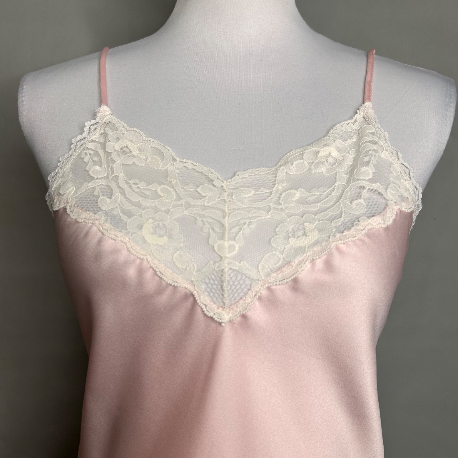 Vintage 80s Fairy Top S Pink Lace Trim Coquette Cottagecore Cami Unbranded