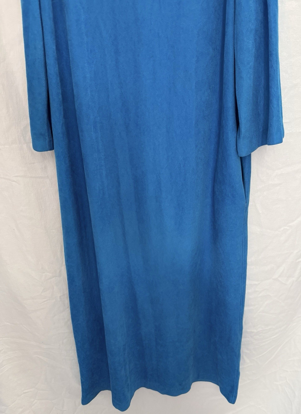 VTG 70s Blue Hostess Caftan Maxi Lounge Dress Boho Grandma Chic Glam