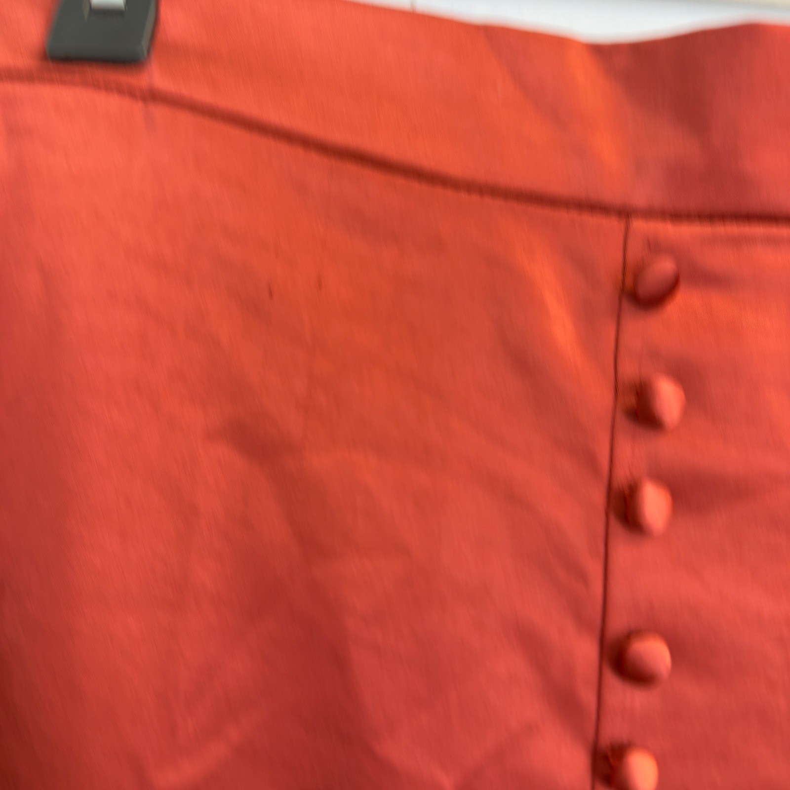 Vince Camuto Rust Orange Satin Button Front Maxi Skirt XL Slit Elastic Waist