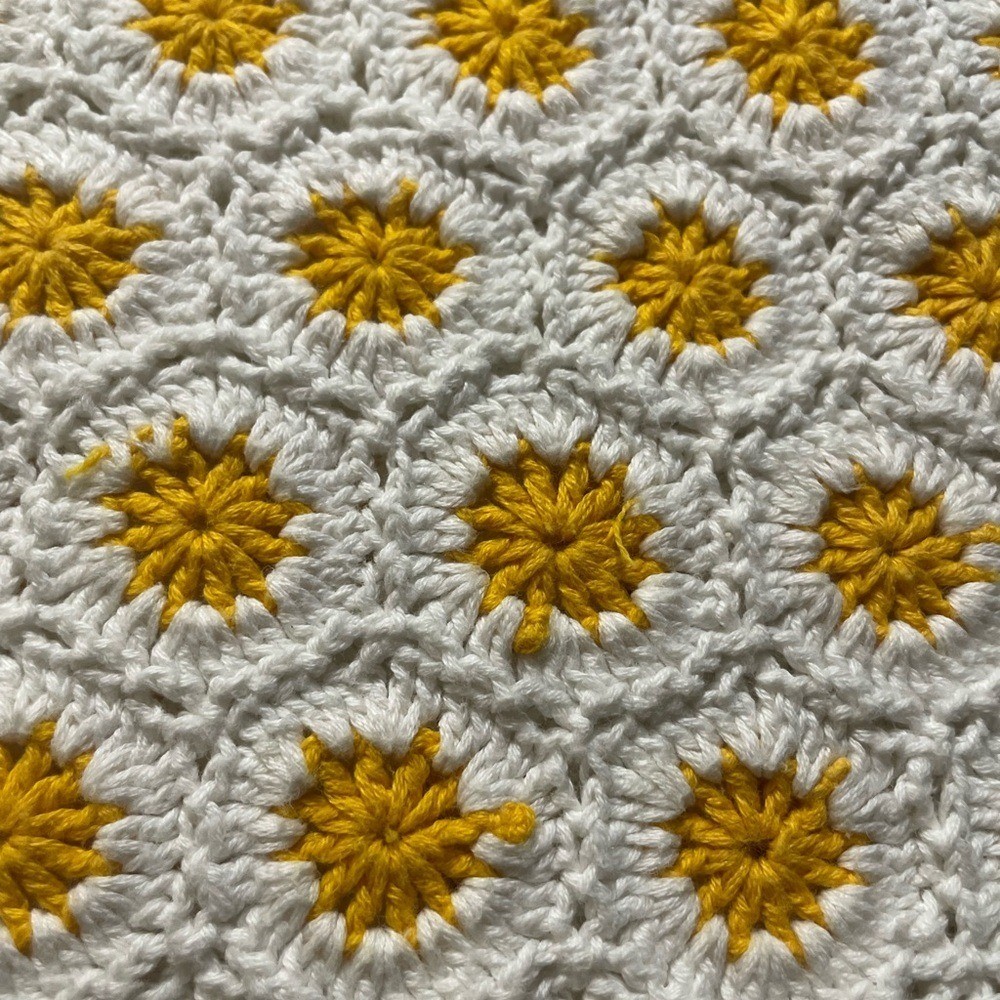 Tory Burch Medium poloYellow Starburst Knit/ crochet cotton feminine granny core
