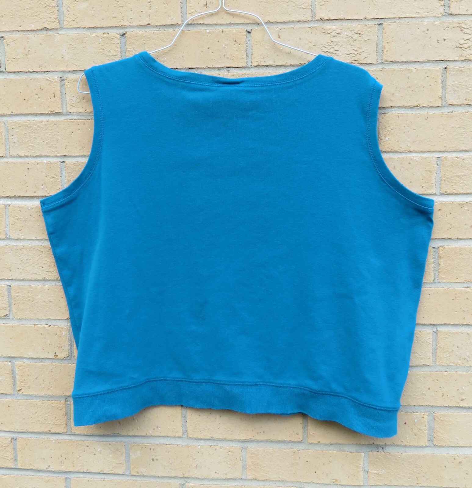 Vintage Rafaella Stretchy Sleeveless Cotton Tank Top Blouse Cyan Blue size 2X