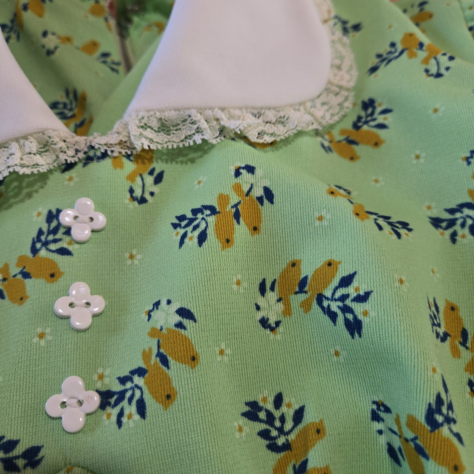 Vintage 70s Floral Bird Collared Maxi Dress, SIZE M, See Description