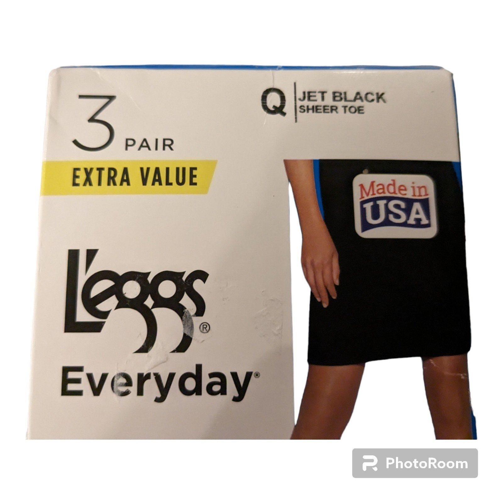 L&rsquo;eggs Everyday Control Top Support Pantyhose size Q Jet Black 3 pair pack NEW