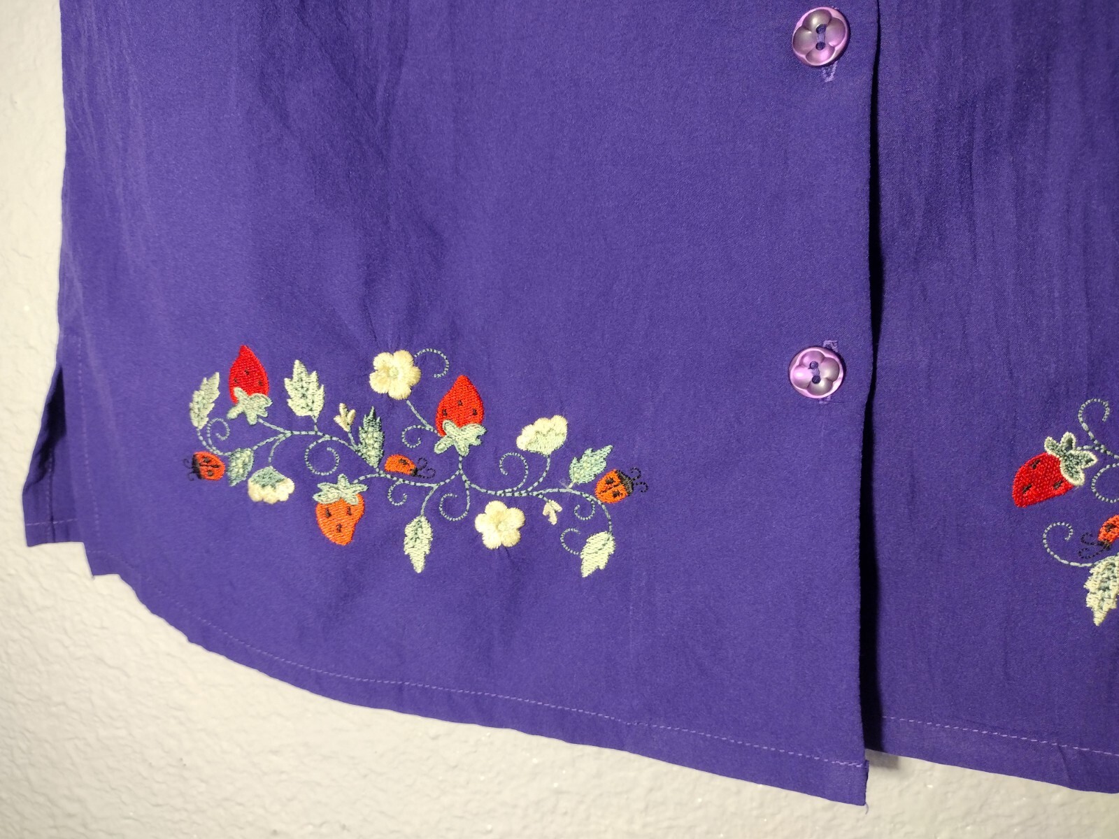 Red Hat Embroidered Button Up ShirtSz S BonWorth Vintage Sample Garment USA Made