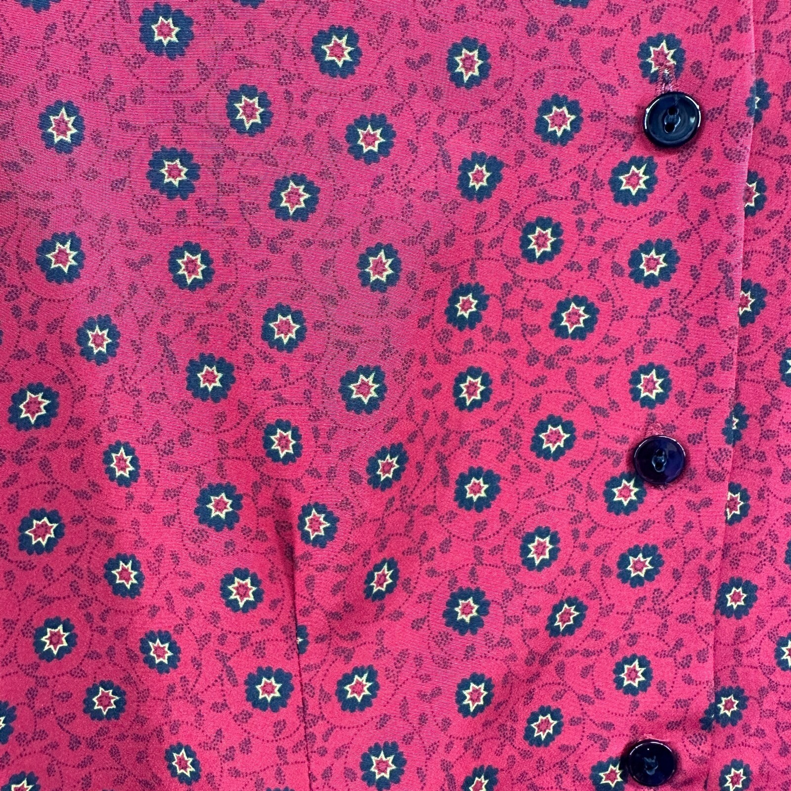 Vintage Womens Button Front Blouse Petite 10 90s Foulard Medallion Cottage Retro