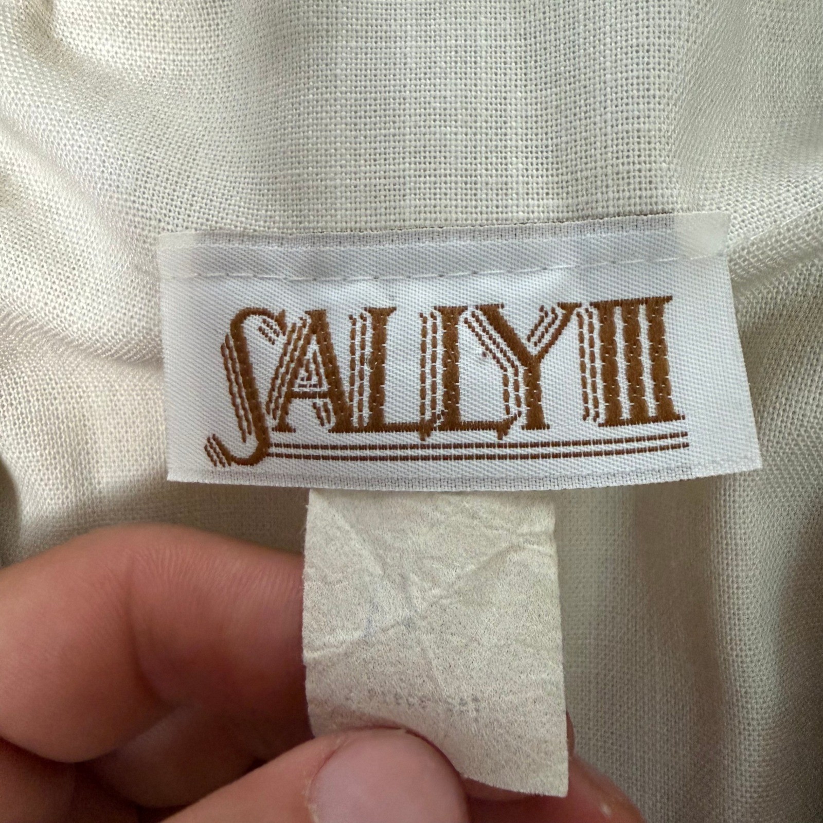 Vintage Sally III Floral Tapestry Sailor Collar Blouse Cream Short Sleeve 18