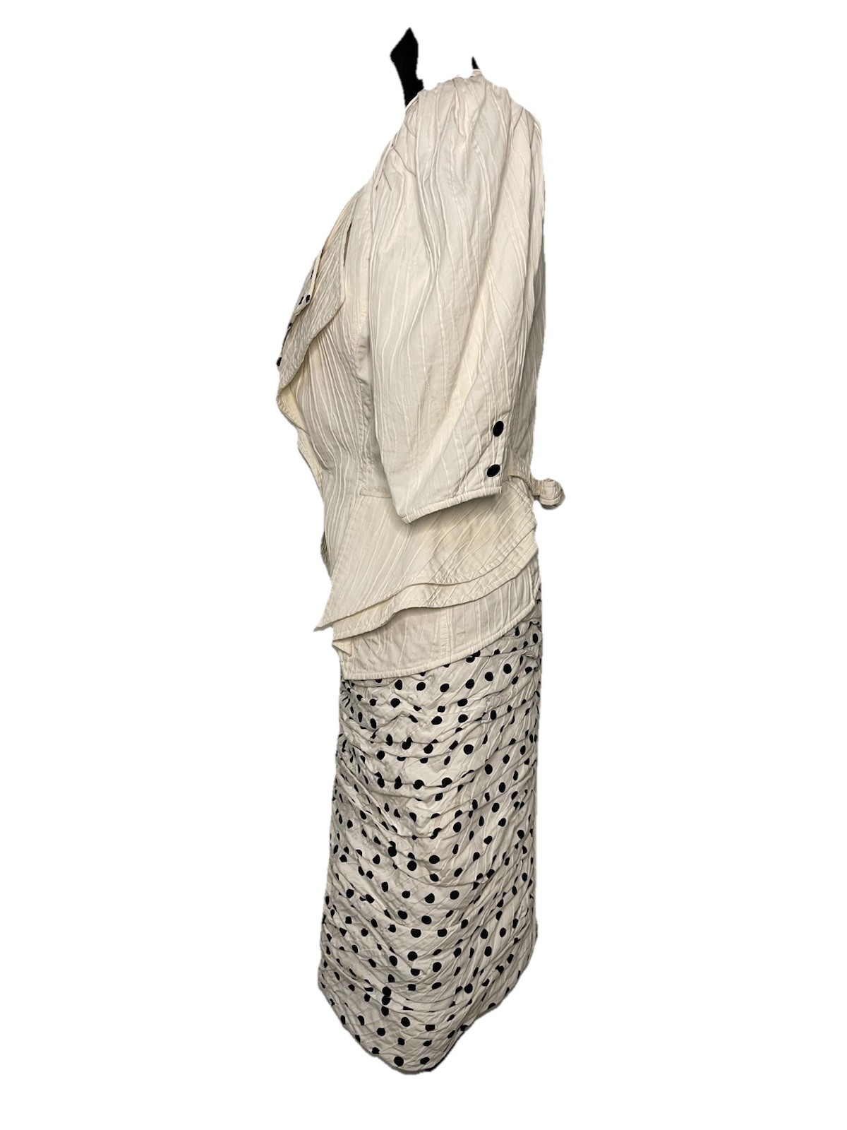 Vintage Emanuel Ungaro Polka Dot Strapless Dress & Jacket Womens Size 12 Ruched