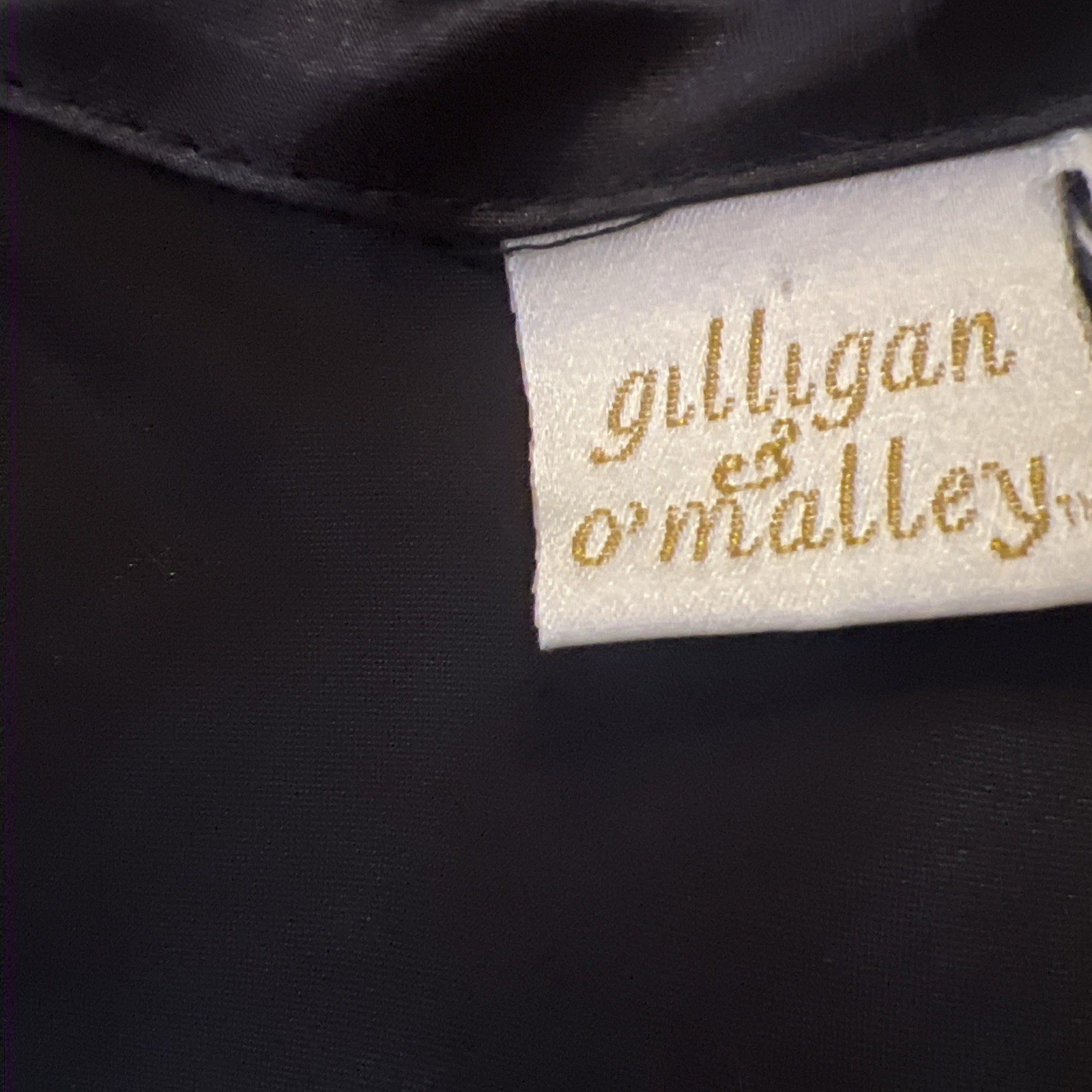 Vtg Gilligan & O’Malley Gold Label Glossy Satin Nightgown Slip Dress Black M