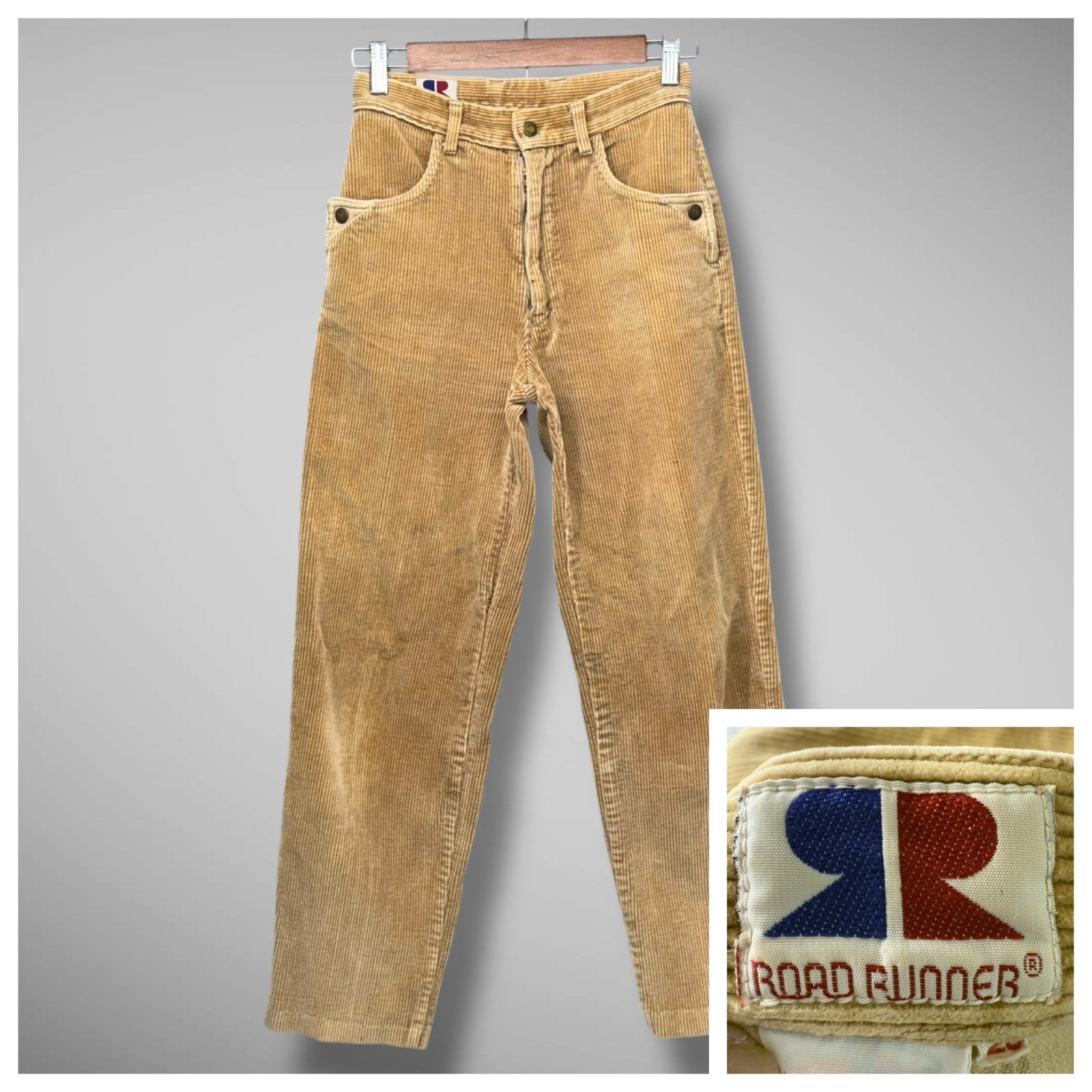 Vintage RoadRunner Corduroy Pants Womens 28 Distressed Snap Pockets True Vintage