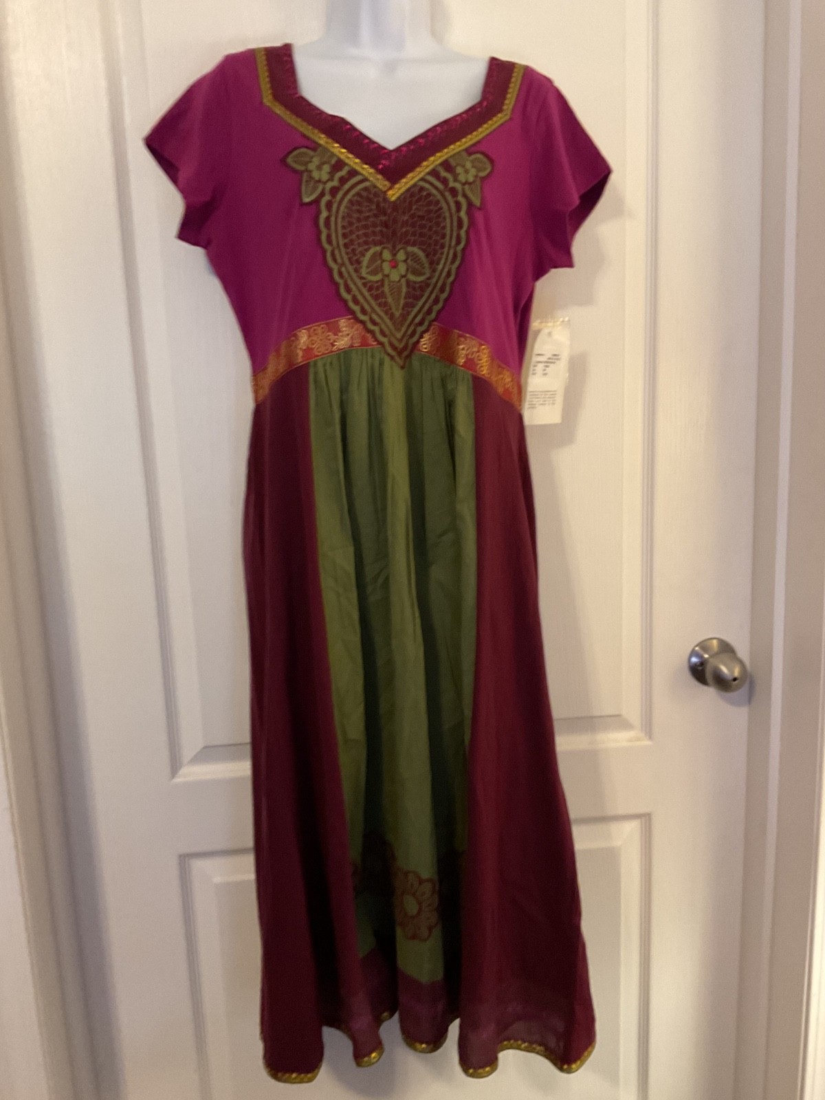 Phool Women’s India Glitz Dress Embroidered Beaded Short Sleeve Size M NWT -B9