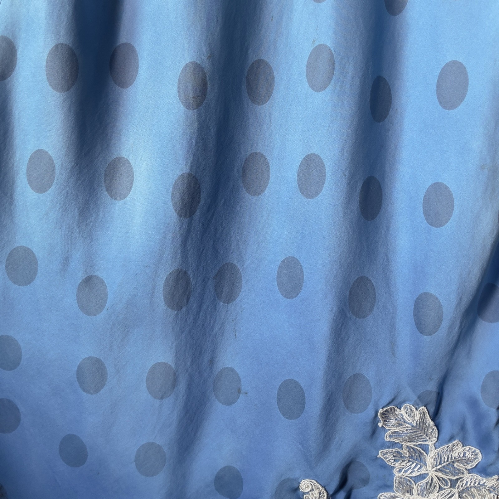 Vintage Pale Lavender & Hand-Dyed Blue Silk Polka Dot Slip Dress (S–M)