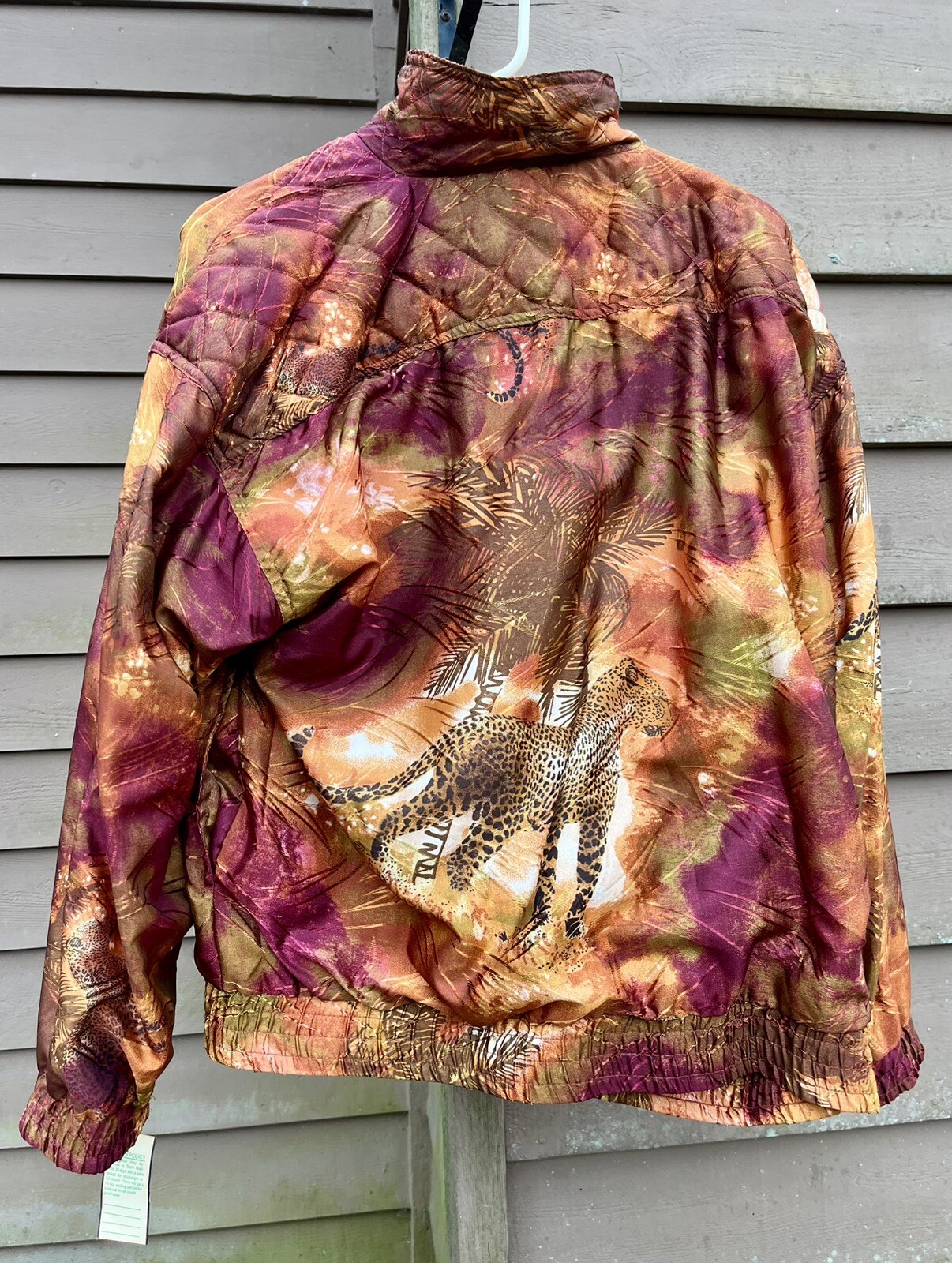 Vintage Kaktus Leopard Print Jungle Jumper 30” Mom Pants Full Zip Jacket Large