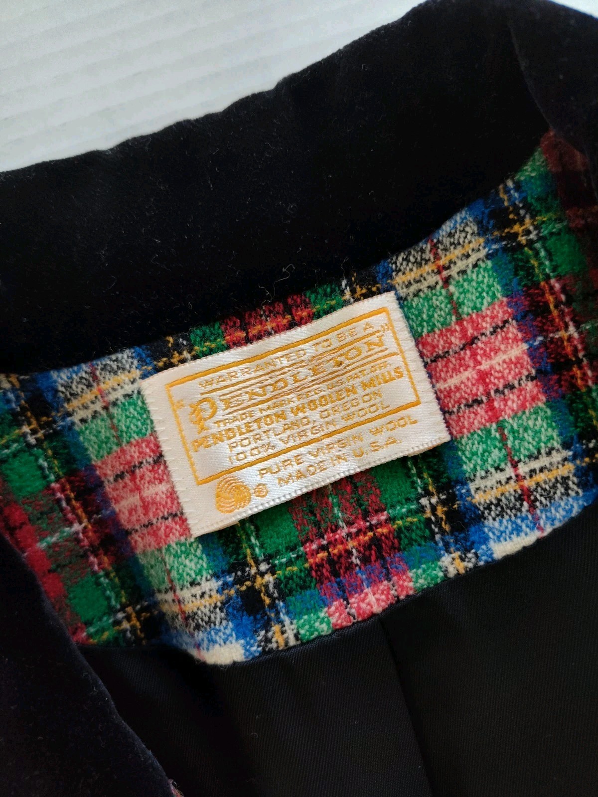 Pendleton Women’s Plaid Wool Blazer Jacket Sz 14 ? Velvet Collar Holiday Vtg USA