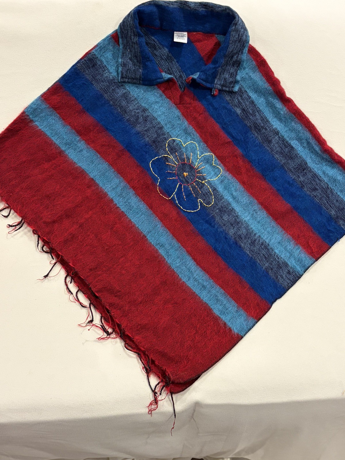 Handmade Nepal Poncho Cape Acrylic Wool Boho Festival One Size