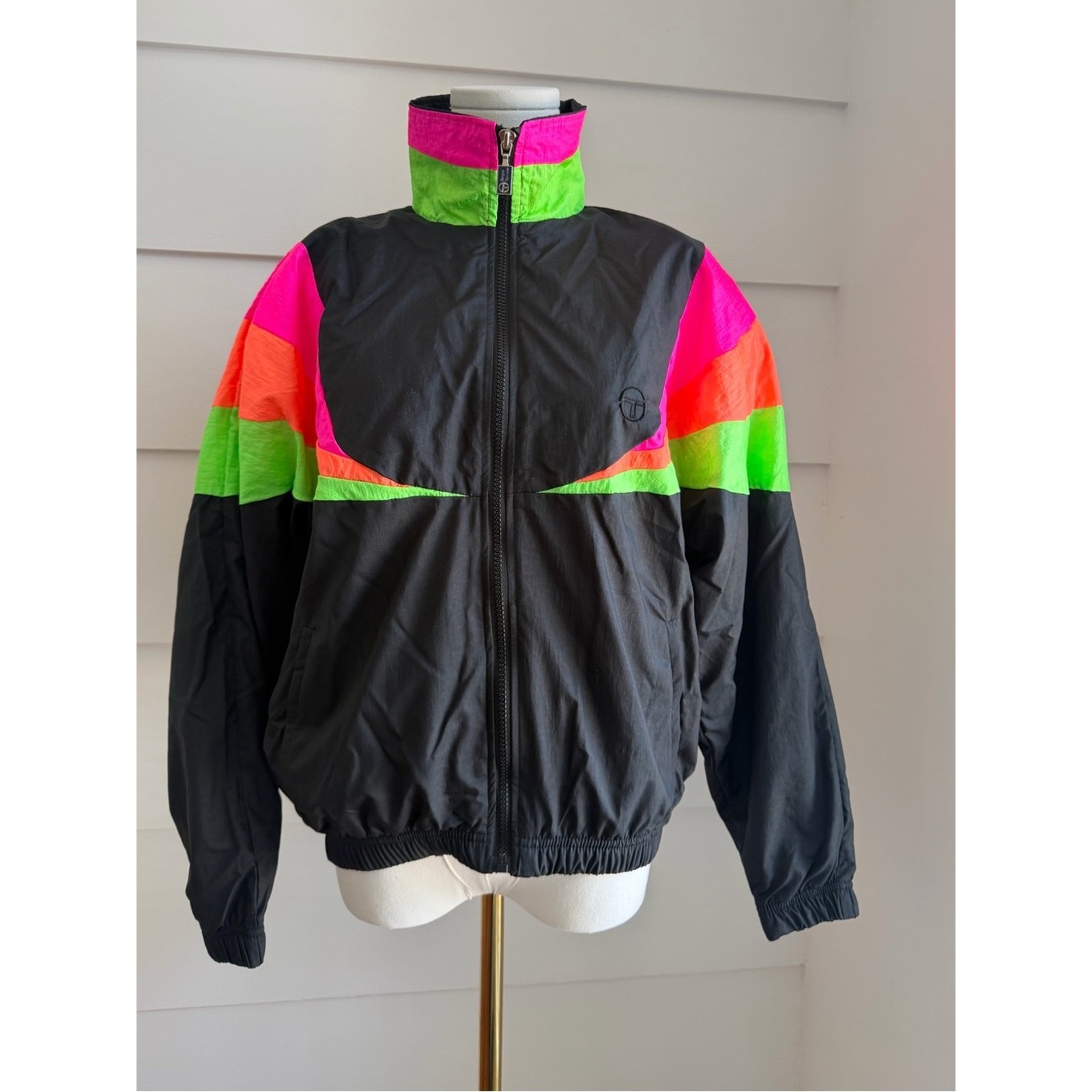 Vintage Sergio Tacchini Windbreaker Colorblock Neon Jacket 80s 90s