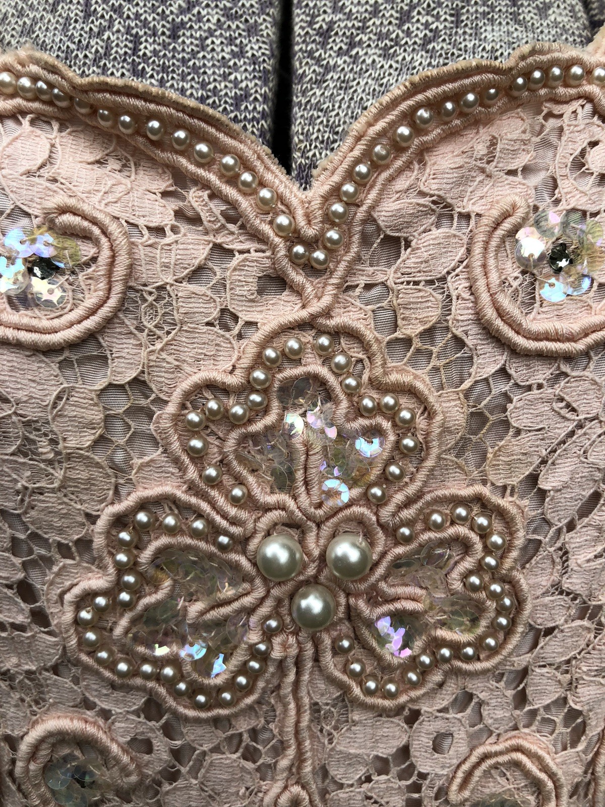Vintage 1940’s Aurora Borealis Sequin Pearl Lace Cocktail DRESS 36-26-48