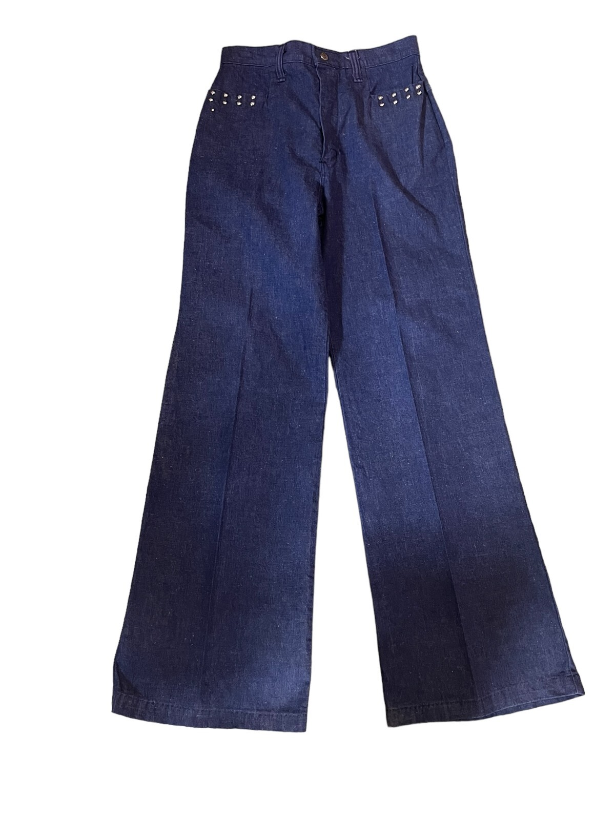 NOS VTG 70s Bell Bottom Jeans 28 High Waist x 31.5 DENIM BLUE Turtle Bax Pants