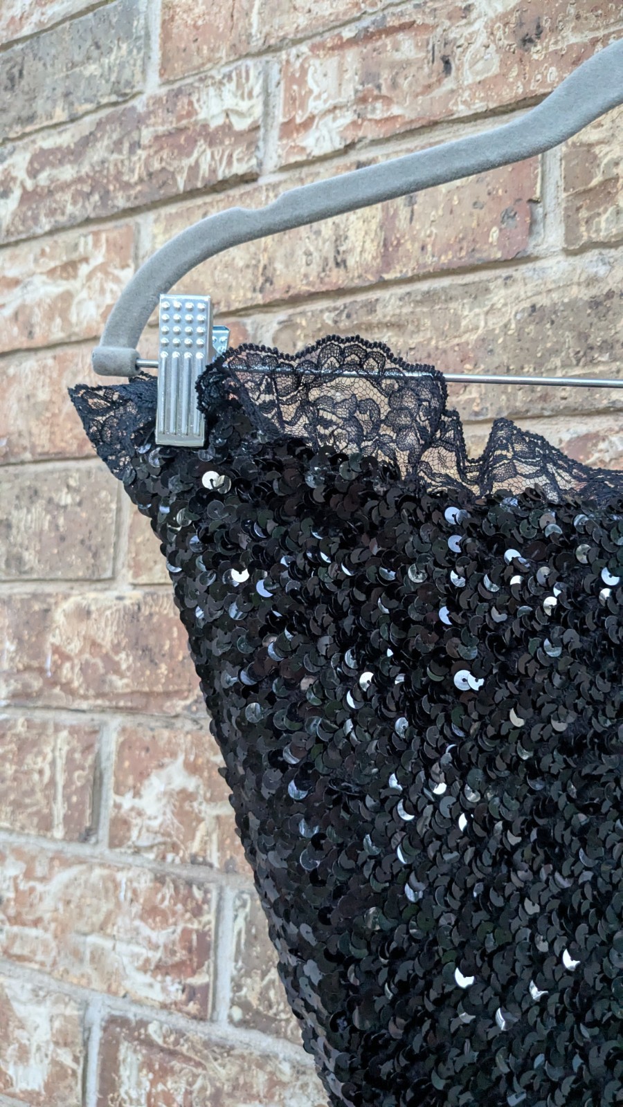 Vintage Flirtations 80s One Size S/M Sequin+Layered Lace Cocktail Party Dress