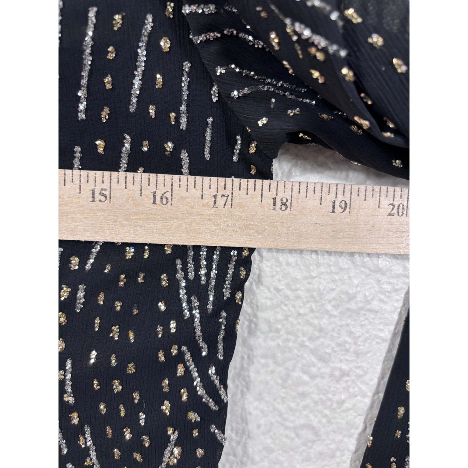 J.S.J. Dress Women Medium Black Vintage Sequin Chiffon Long Sleeve