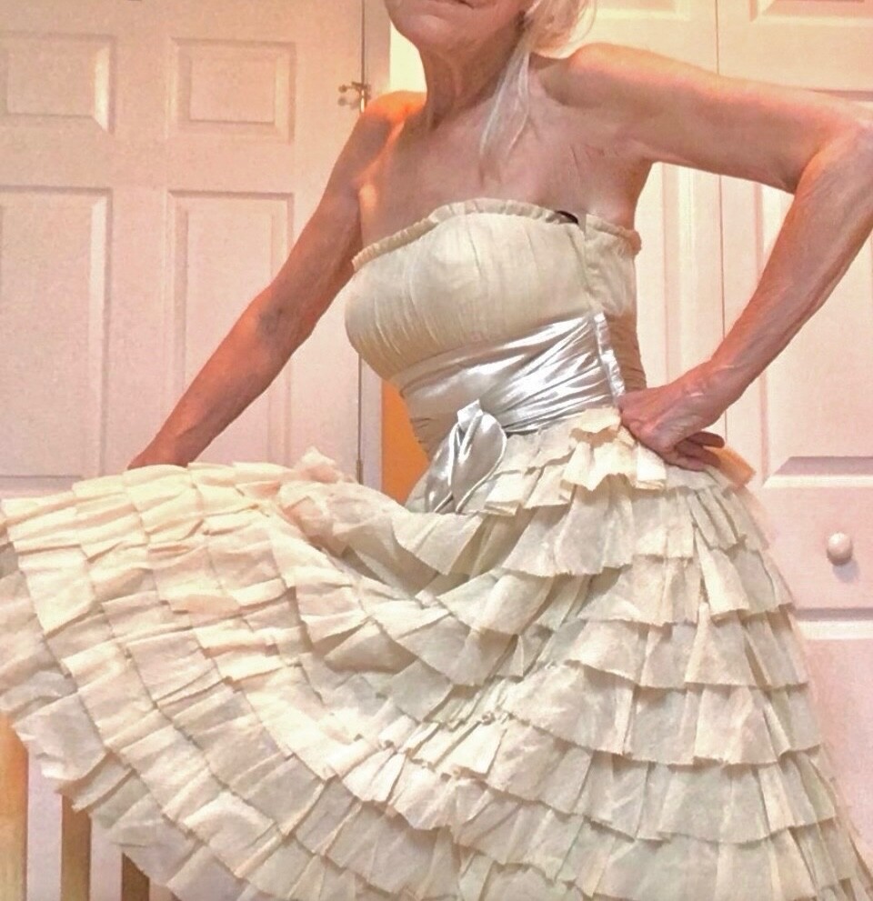 NWT Betsey Johnson Collection 2 Tea Dress Ivory Raw Silk Cotton Ruffles Tulle