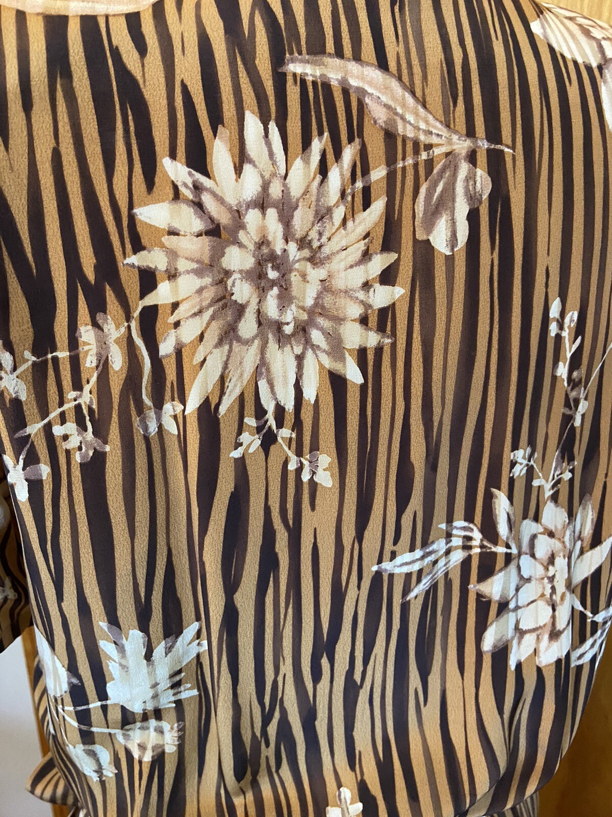 Vtg Saks 5th Ave Silk 2 Pc Set Jacket Wrap Skort Romper Brown Zebra Med 80s