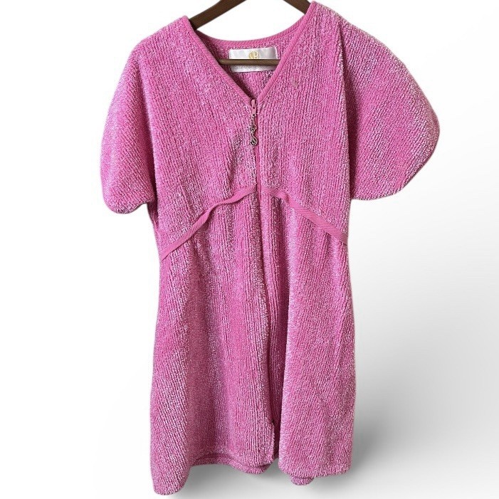 Vintage Stan Herman Terry Chenille Robe Womens Pink House Coat Pockets Medium