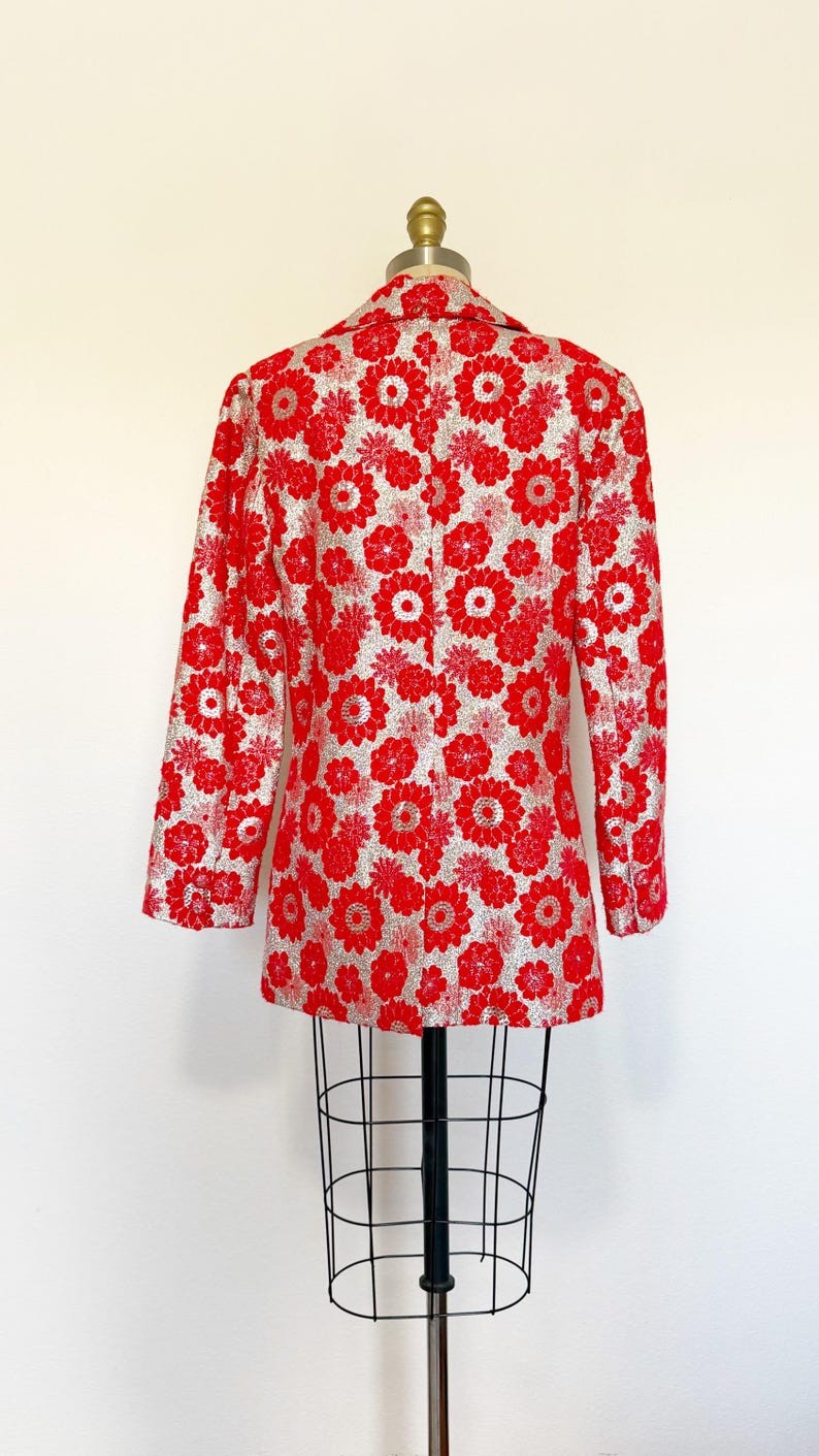 1960s Brocade Jacket / 1960s Lamè Jacket / Floral Jacket / Size Medium