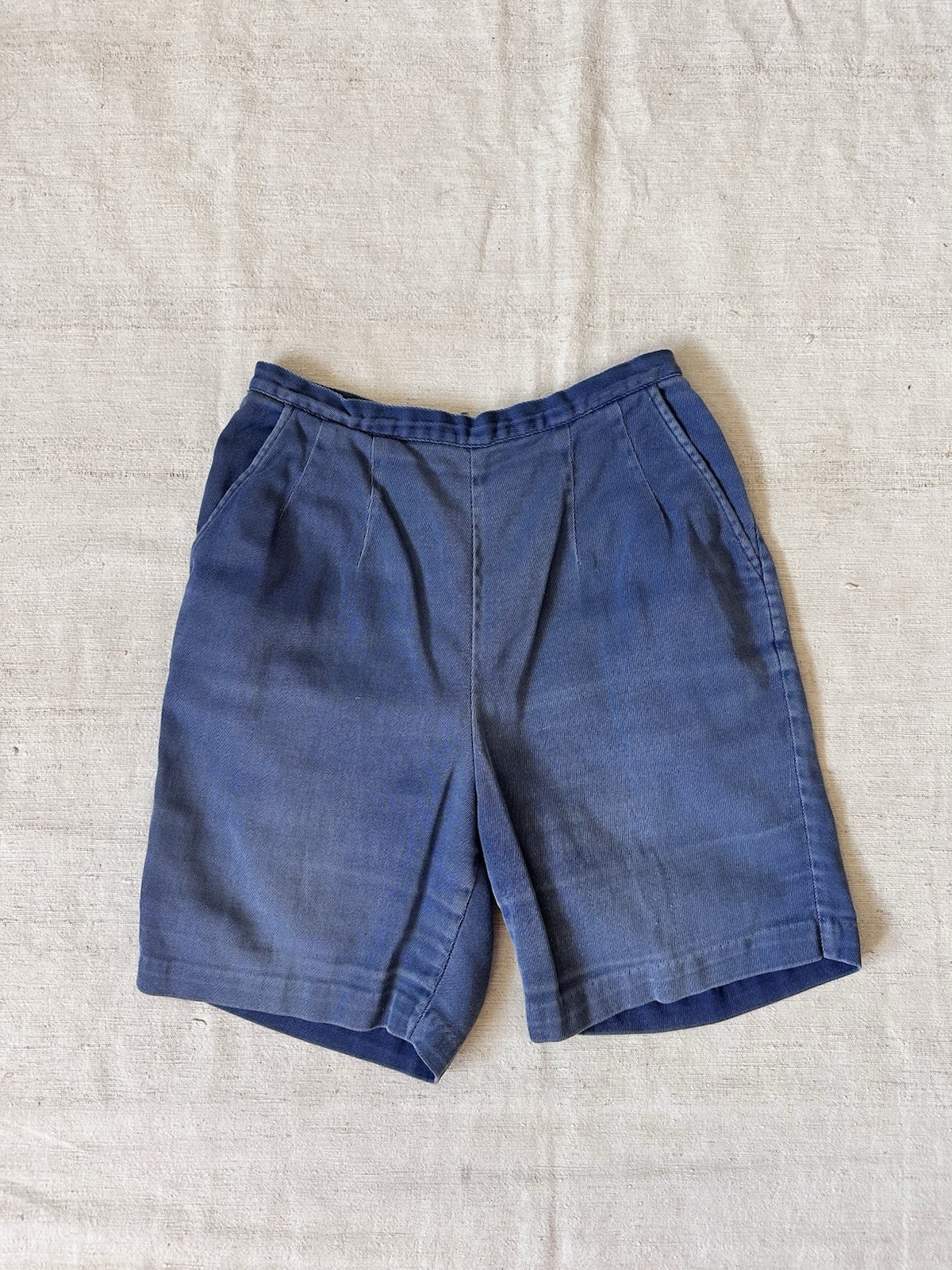 1960s Vintage Jantzen Blue Faded Zip Cotton Twill Shorts Women’s 25” Xs S