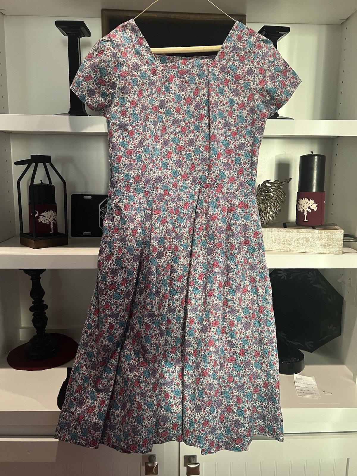 Vintage Blue Multicolor Floral Dress 70s