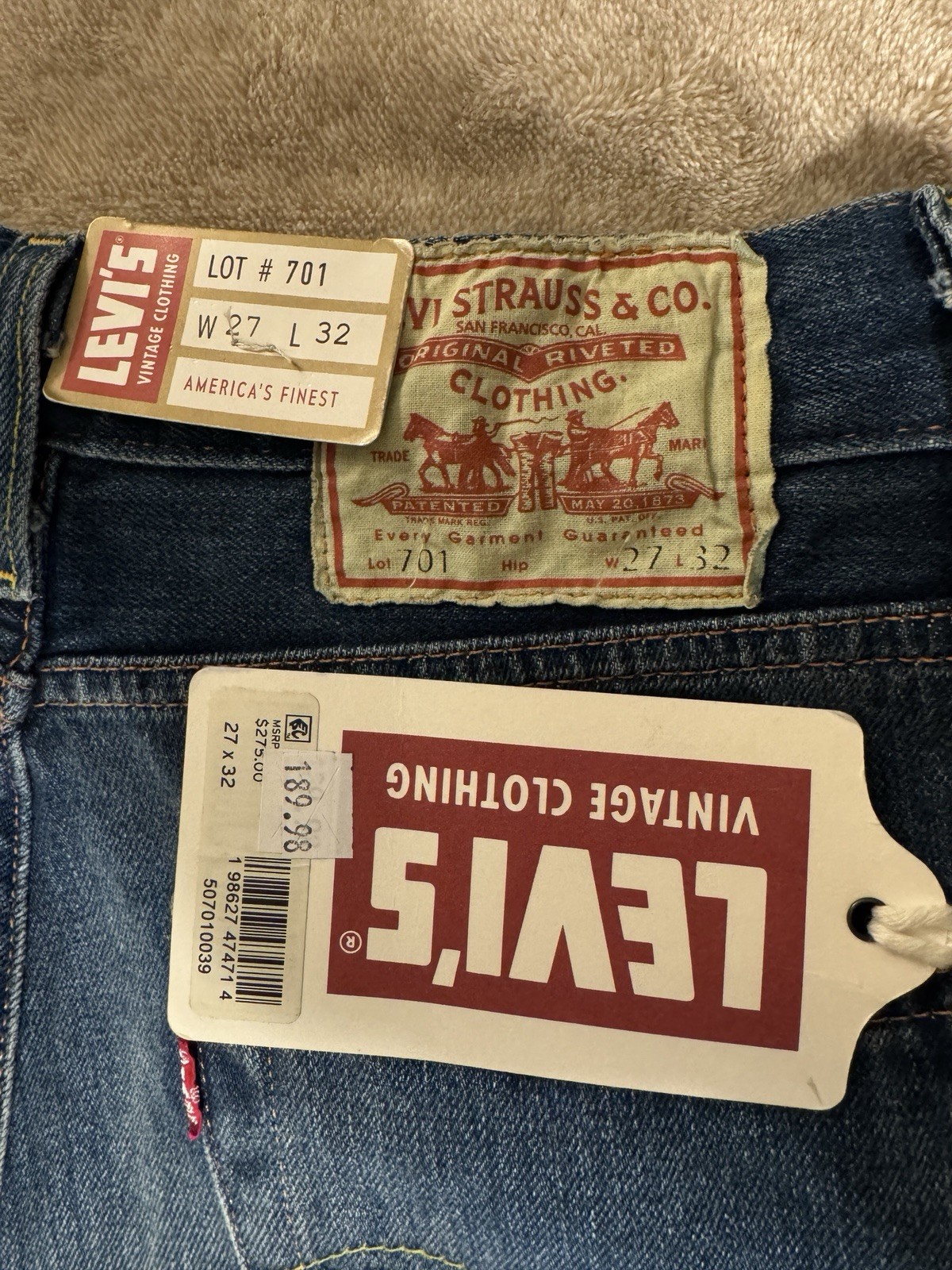 LEVI’S VINTAGE CLOTHING 1950&rsquo;S 701® WOMEN&rsquo;S JEANS SIZE W27 L32