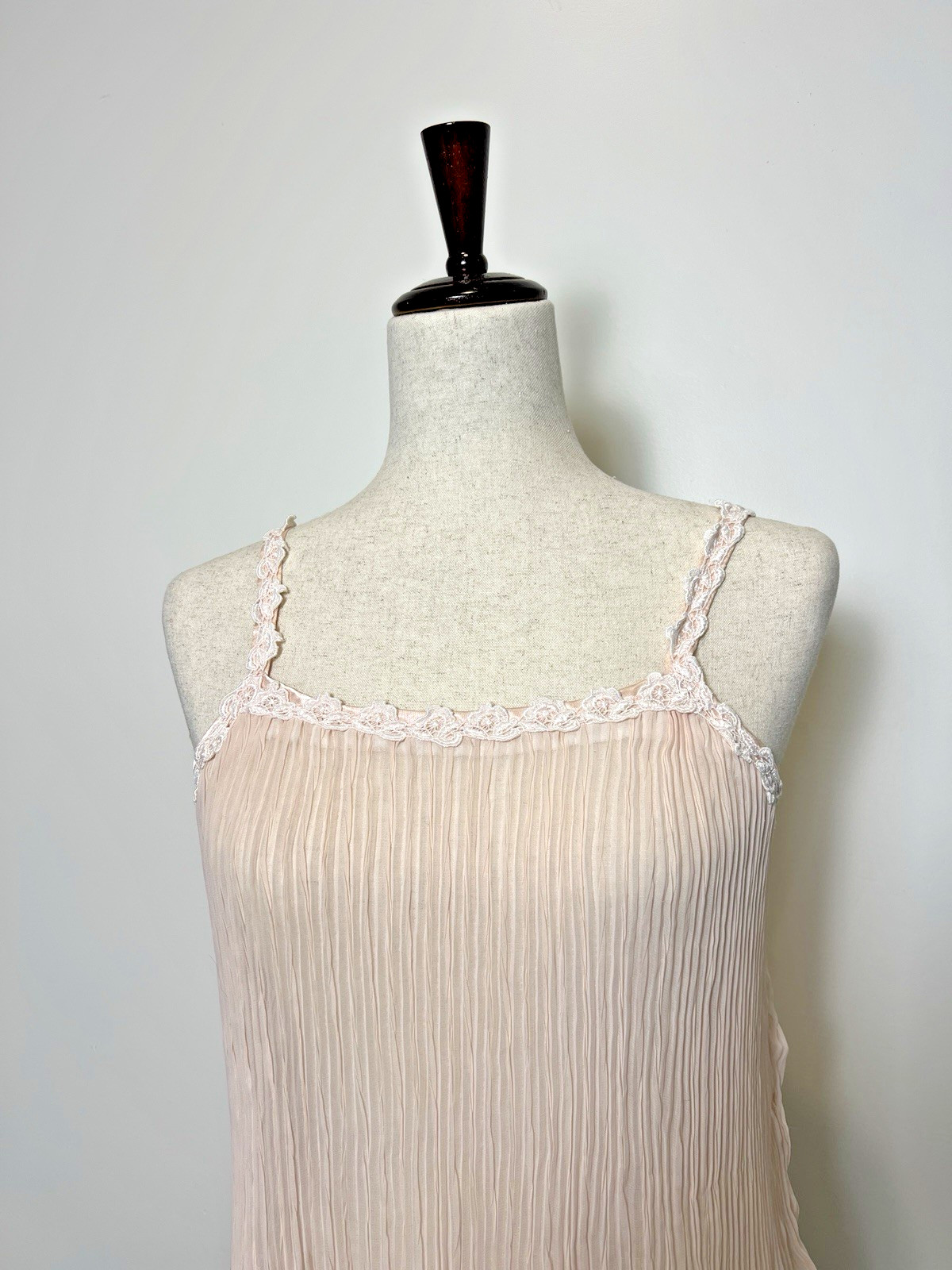 Vintage Embry Light Peach Pleated Sheer Babydoll Nightgown Women&rsquo;s S