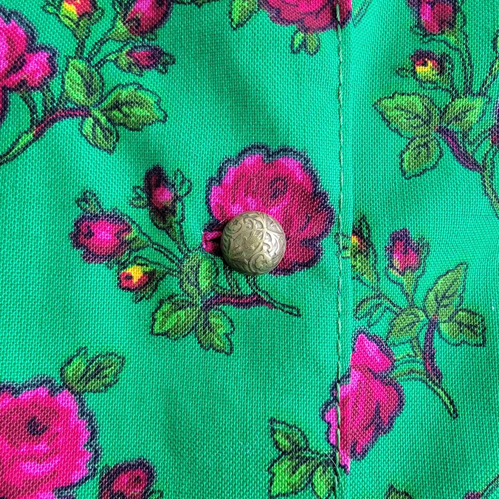 Vtg. Short Hammerer Erzeugnis Jacket Austria 38 (Fits Sz.4 or S) Green Floral