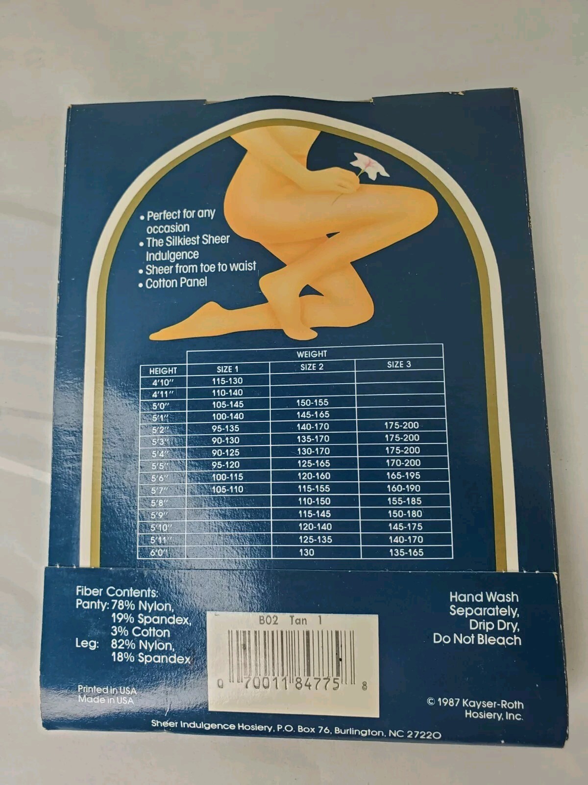 Vtg 1987 BURLINGTON SHEER INDULGENCE Pantyhose Nylons ~ Size 1 / Tan