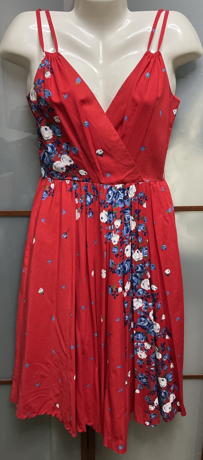 Lanz Originals Vintage 50s 60s Red Floral Retro Pin Up Sundress Party Dress 9/10