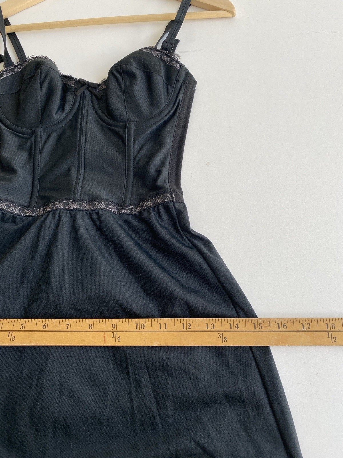 Vintage Lady Marlene 32B Slip Built In Bustier shape Lingerie Black