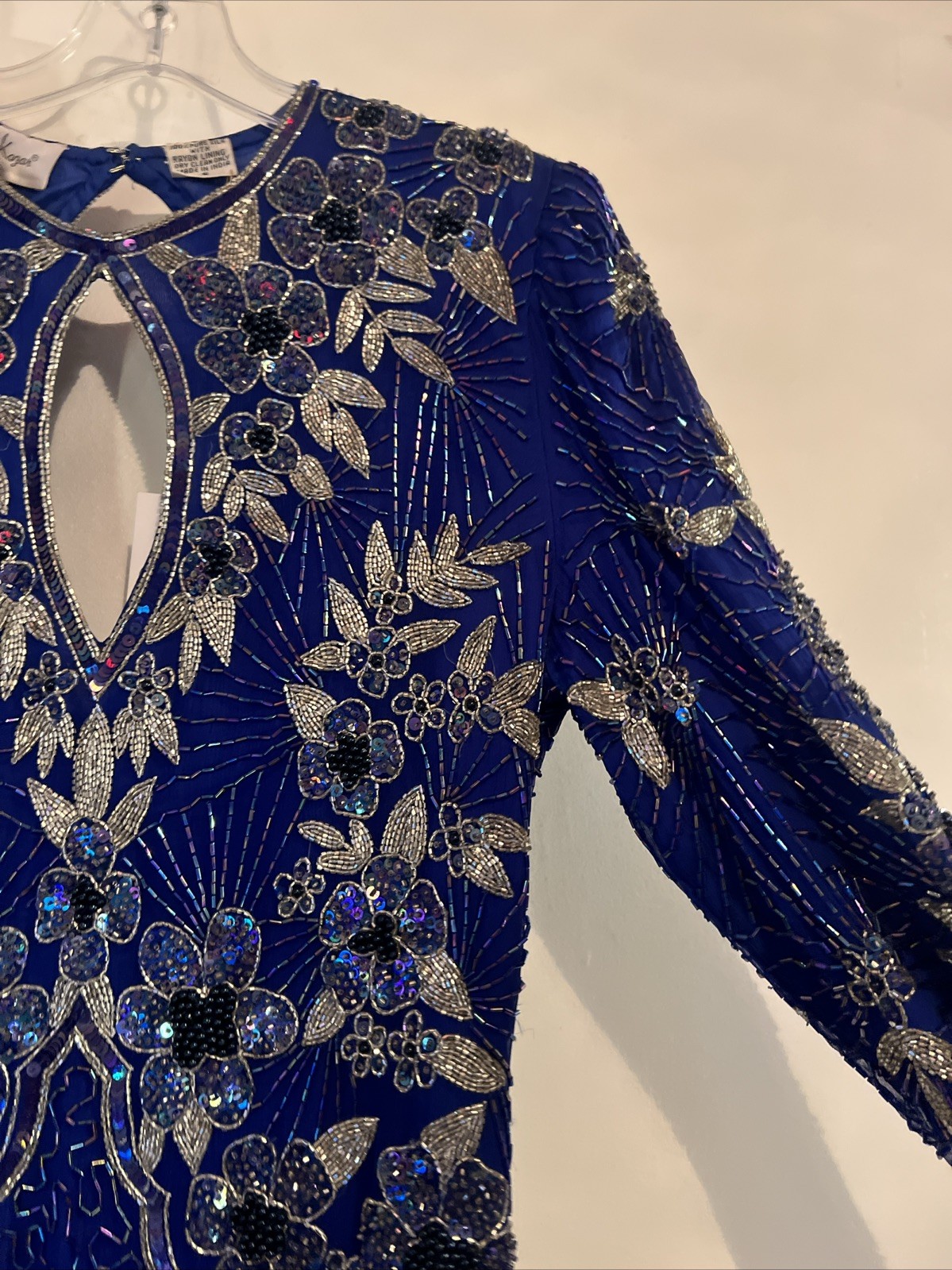 Fully Beaded Laurence Kazar Blue Evening Dress