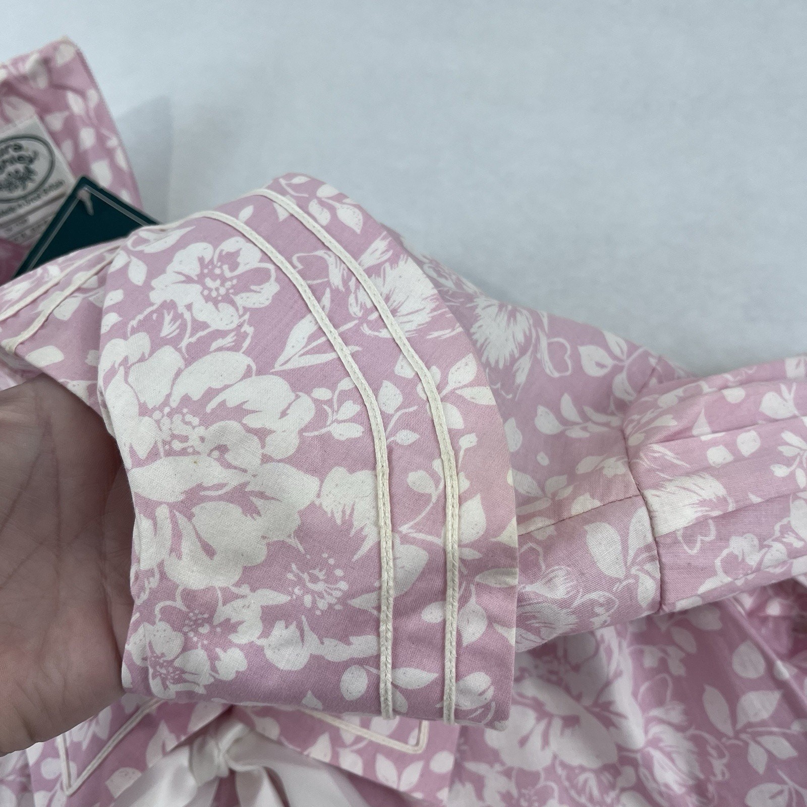 Vintage 80s LAURA ASHLEY NEW Dress Pink Floral Sailor Puff Sleeve 12
