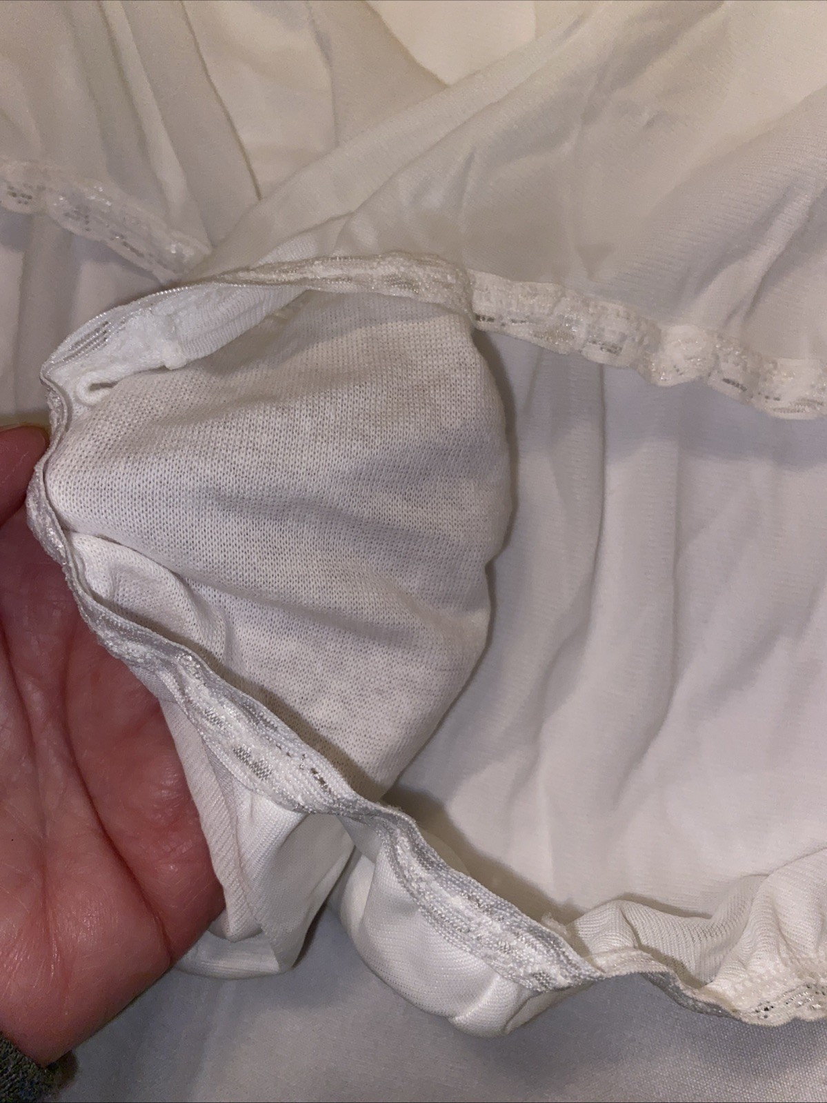 NWT Vintage Dixie Belle Size 12 100% Nylon Granny Panties White Lace Detail