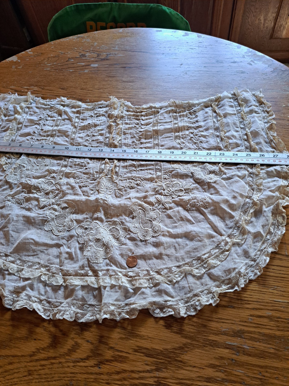 Antique Victorian Edwardian Blouse FRONT ONLY Beige Lace and Embroidery
