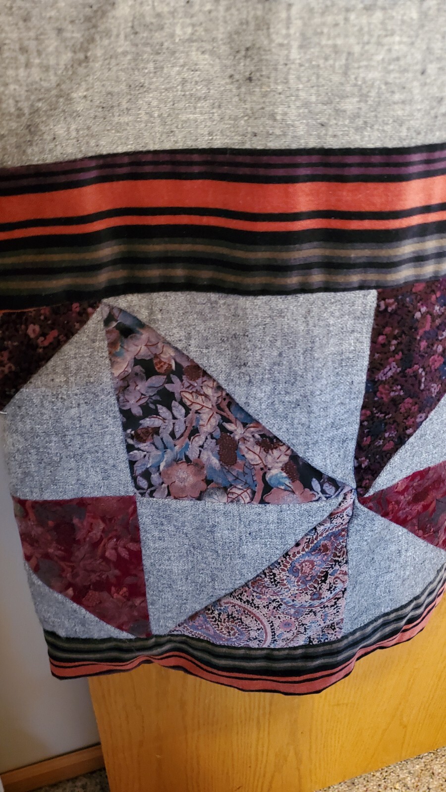 Vintage Maxi Skirt Womens Gray Wool Blend Quilt Style *See Description