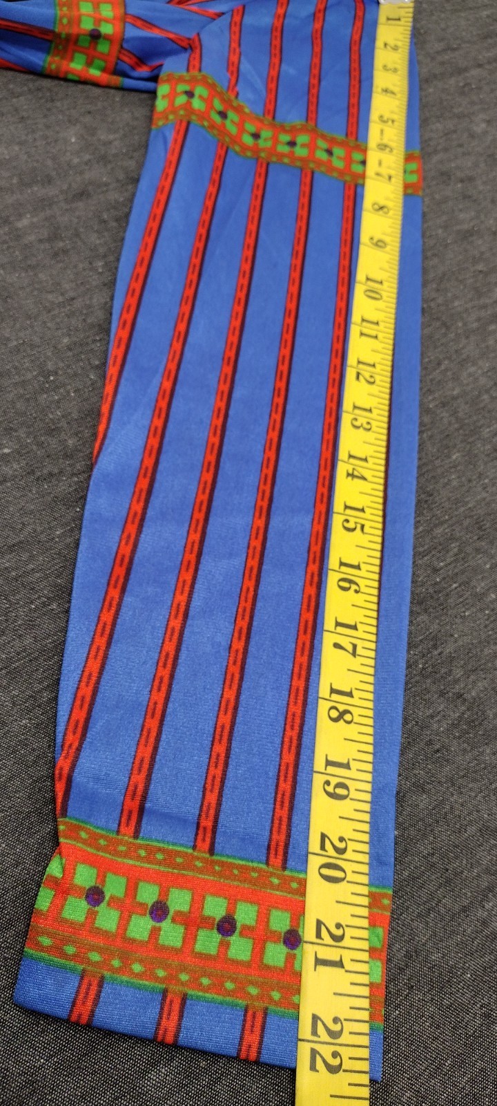 60S 70s Geometric Maxi Dress Blue Multicolor Designer SAKS Leonard Tuttman Small