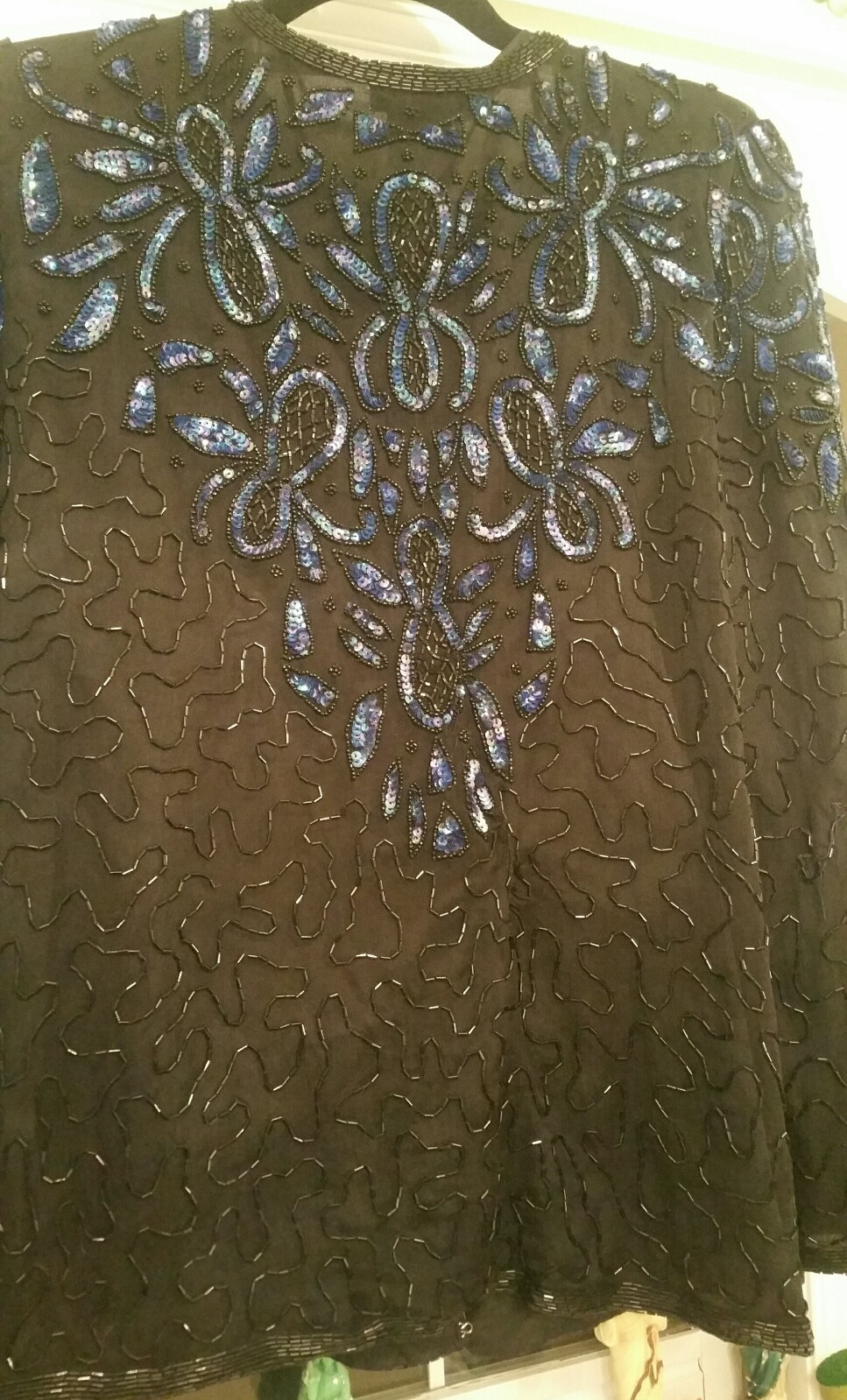 AP LTD WOMENS BLACK FANCY EVENING PARTY BEADED SEQUIN SILK JACKET TOP HOOK EYE M